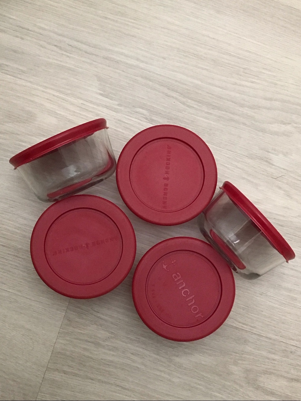 Anchor Hocking Clear Glass Jars with Red Lids